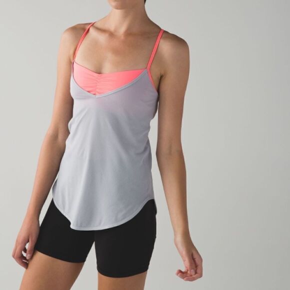LULULEMON Roll Out Tank Silver Fox Grapefruit Women’s Size 4 - Picture 1 of 6